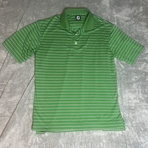 FootJoy Mens  Golf Polo Shirt XL Active Wear Stretch Green And‎ Pink Striped
